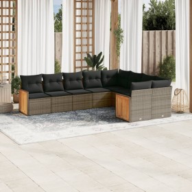 9-piece garden furniture set and gray synthetic rattan cushions by , Garden sets - Ref: Foro24-3260387, Price: 594,99 €, Disc...