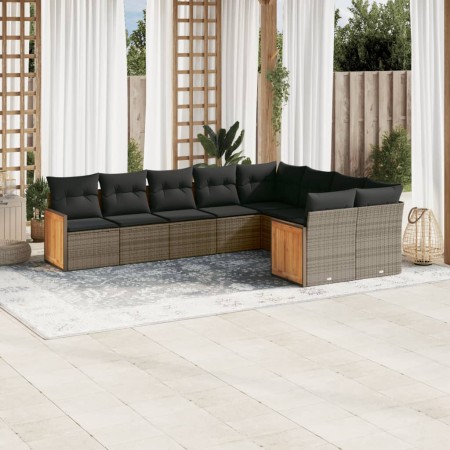 9-piece garden furniture set and gray synthetic rattan cushions by , Garden sets - Ref: Foro24-3260387, Price: 621,08 €, Disc...