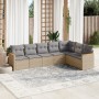 7-teiliges Gartensofa-Set und beigefarbene synthetische Rattankissen von , Gartensets - Ref: Foro24-3258433, Preis: 504,01 €,...