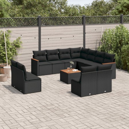 Set Gartensofas 12 Stück Kissen synthetisches Rattan schwarz von , Gartensets - Ref: Foro24-3258492, Preis: 743,09 €, Rabatt: %