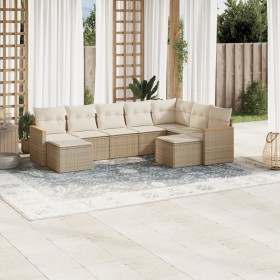 Set de sofás de jardín 9 pzas con cojines ratán sintético beige de , Conjuntos de jardín - Ref: Foro24-3258943, Precio: 721,6...