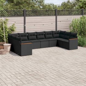 Garden sofa set 10 pieces with black synthetic rattan cushions by , Garden sets - Ref: Foro24-3258723, Price: 634,99 €, Disco...