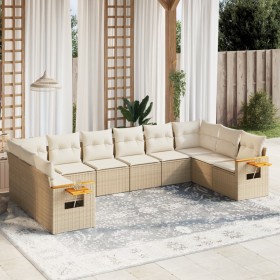 Gartensofa-Set mit beigen Kissen, 10-teilig, synthetisches Rattan von , Gartensets - Ref: Foro24-3259566, Preis: 691,18 €, Ra...