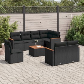 Set aus 8-teiligen Gartensofas und Kissen Kunstrattan schwarz von , Gartensets - Ref: Foro24-3258569, Preis: 599,51 €, Rabatt: %