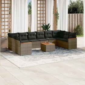 Garden sofa set 11 pieces and gray synthetic rattan cushions by , Garden sets - Ref: Foro24-3258735, Price: 667,11 €, Discoun...