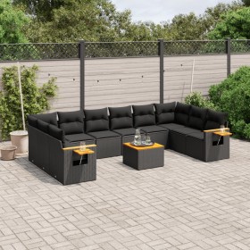 Garden sofa set 11 pieces and black synthetic rattan cushions by , Garden sets - Ref: Foro24-3259570, Price: 713,85 €, Discou...