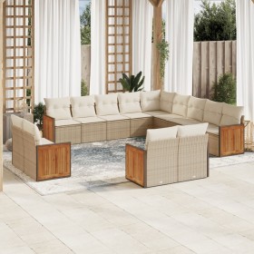 Gartensofa-Set mit Kissen, 13-teilig, beiges synthetisches Rattan von , Gartensets - Ref: Foro24-3260609, Preis: 1,00 €, Raba...