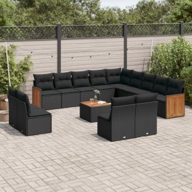 Garden furniture set, 14 pieces with black synthetic rattan cushions. by , Garden sets - Ref: Foro24-3260571, Price: 837,99 €...