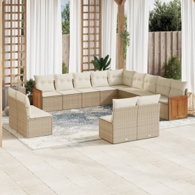 Set Gartensofas mit Kissen 13 Stück synthetisches Rattan beige von , Gartensets - Ref: Foro24-3260567, Preis: 957,59 €, Rabat...