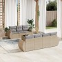 Garden sofa set with beige cushions, 8 pieces, PE rattan. by , Garden sets - Ref: Foro24-3221128, Price: 605,54 €, Discount: %