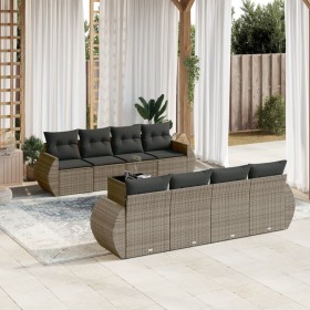 Garden furniture set 9 pieces and gray synthetic rattan cushions by , Garden sets - Ref: Foro24-3221149, Price: 677,47 €, Dis...