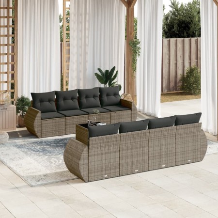 Garden furniture set 9 pieces and gray synthetic rattan cushions by , Garden sets - Ref: Foro24-3221149, Price: 681,97 €, Dis...