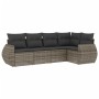 Gartensofa-Set mit Kissen, 5-teilig, graues synthetisches Rattan von , Gartensets - Ref: Foro24-3221329, Preis: 373,62 €, Rab...