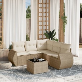 Garden sofa set with 6-piece synthetic rattan beige cushions by , Garden sets - Ref: Foro24-3221357, Price: 579,99 €, Discoun...