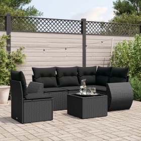 Set aus 6-teiligen Gartensofas und Kissen Kunstrattan schwarz von , Gartensets - Ref: Foro24-3221374, Preis: 412,26 €, Rabatt: %