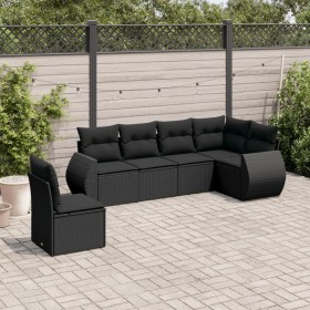 Set aus 6-teiligen Gartensofas und Kissen Kunstrattan schwarz von , Gartensets - Ref: Foro24-3221424, Preis: 419,93 €, Rabatt: %