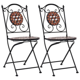 Mosaik-Bistrostühle 2 Einheiten aus brauner Keramik von vidaXL, Gartenstühle - Ref: Foro24-46714, Preis: 158,07 €, Rabatt: %