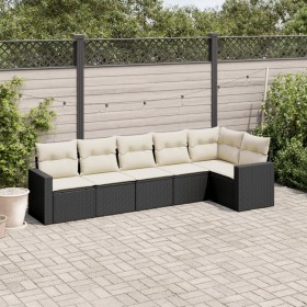 Set aus 6-teiligen Gartensofas und Kissen Kunstrattan schwarz von , Gartensets - Ref: Foro24-3218976, Preis: 407,36 €, Rabatt: %