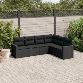 Set aus 6-teiligen Gartensofas und Kissen Kunstrattan schwarz von , Gartensets - Ref: Foro24-3218995, Preis: 388,93 €, Rabatt: %