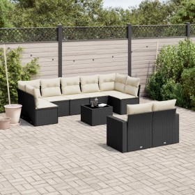 Garden sofa set 10 pieces with black synthetic rattan cushions by , Garden sets - Ref: Foro24-3219416, Price: 619,07 €, Disco...