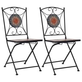 Mosaik-Bistrostühle 2 Einheiten orange/grau von vidaXL, Gartenstühle - Ref: Foro24-46718, Preis: 142,99 €, Rabatt: %