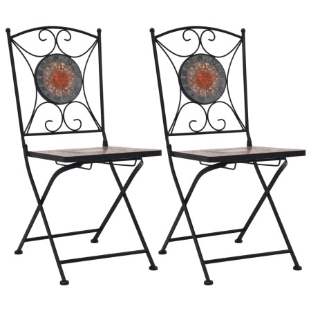 Mosaik-Bistrostühle 2 Einheiten orange/grau von vidaXL, Gartenstühle - Ref: Foro24-46718, Preis: 143,75 €, Rabatt: %