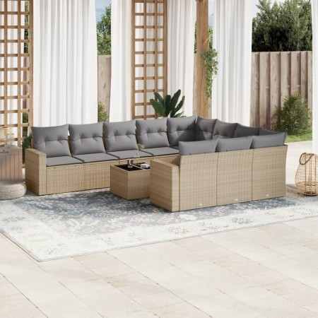 Set de sofás de jardín 11pzas con cojines ratán sintético beige de , Conjuntos de jardín - Ref: Foro24-3219489, Precio: 746,5...