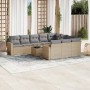 Set von 11-teiligen Gartensofas mit beigen Kissen aus synthetischem Rattan von , Gartensets - Ref: Foro24-3219489, Preis: 746...