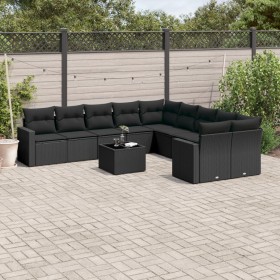 11-teiliges Gartensofa-Set und schwarze synthetische Rattankissen von , Gartensets - Ref: Foro24-3219505, Preis: 657,95 €, Ra...