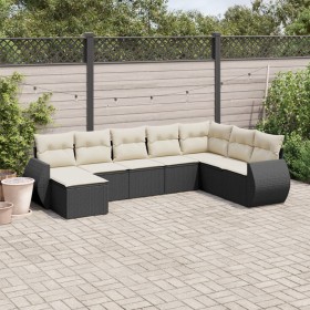 Set aus 8-teiligen Gartensofas und Kissen Kunstrattan schwarz von , Modulare Sofas für den Außenbereich - Ref: Foro24-3221755...