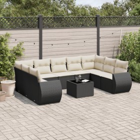 Set Gartensofas 10 Stück Kissen synthetisches Rattan schwarz von , Modulare Sofas für den Außenbereich - Ref: Foro24-3221805,...