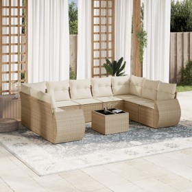 Juego de sofás jardín con cojines beige 10 pzas ratán sintético de , Sofás modulares de exterior - Ref: Foro24-3221807, Preci...