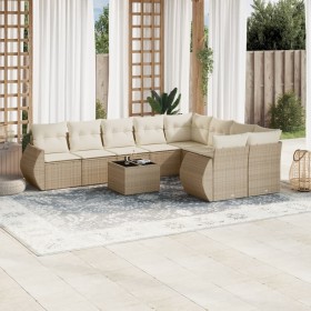 Garden sofa set with beige cushions, 10 pieces, made of synthetic rattan. by , Modular outdoor sofas - Ref: Foro24-3221847, P...