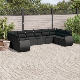 Set Gartensofas 10 Stück Kissen synthetisches Rattan schwarz von , Modulare Sofas für den Außenbereich - Ref: Foro24-3221864,...