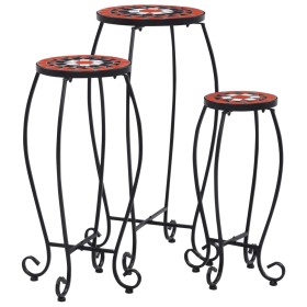 Mosaic side tables 3 units ceramic terracotta and white by vidaXL, Pot stands - Ref: Foro24-46704, Price: 78,13 €, Discount: %