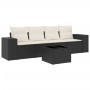 Set de muebles de jardín 5 pzas y cojines ratán sintético negro de , Sofás modulares de exterior - Ref: Foro24-3222285, Preci...