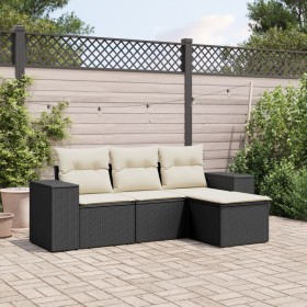 4-piece garden sofa set with black synthetic rattan cushions by , Modular outdoor sofas - Ref: Foro24-3222465, Price: 274,61 ...