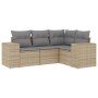 Garden sofa set with 4-piece synthetic rattan beige cushions by , Modular outdoor sofas - Ref: Foro24-3222508, Price: 326,25 ...