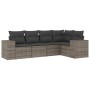 Set Gartensofas mit Kissen 5 Stück synthetisches Rattangrau von , Modulare Sofas für den Außenbereich - Ref: Foro24-3222529, ...