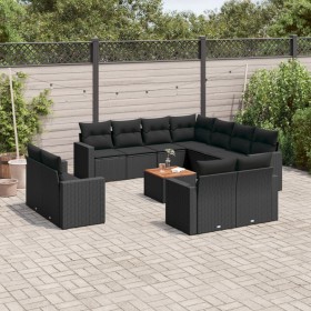 Set de sofás de jardín 12 piezas cojines ratán sintético negro de , Sofás modulares de exterior - Ref: Foro24-3224382, Precio...