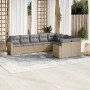 9-teiliges Gartensofa-Set mit beigen synthetischen Rattankissen von , Modulare Sofas für den Außenbereich - Ref: Foro24-32517...