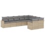 9-teiliges Gartensofa-Set mit beigen synthetischen Rattankissen von , Modulare Sofas für den Außenbereich - Ref: Foro24-32517...