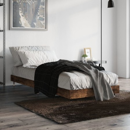 Smoke oak plywood bed frame 75x190 cm by vidaXL, Beds and slatted bases - Ref: Foro24-832210, Price: 65,99 €, Discount: %