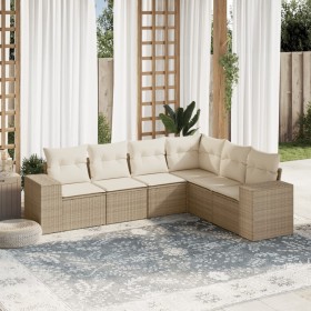 Garden sofa set with 6-piece synthetic rattan beige cushions by , Garden sets - Ref: Foro24-3222607, Price: 497,61 €, Discoun...