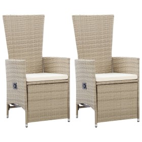 2 pcs reclining garden chairs and beige synthetic rattan cushions by vidaXL, Garden chairs - Ref: Foro24-46046, Price: 229,27...