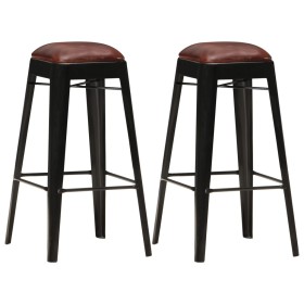 Kitchen stools 2 units black genuine leather by vidaXL, Kitchen stools - Ref: Foro24-286127, Price: 139,99 €, Discount: %