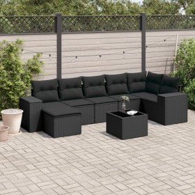 Set aus 8-teiligen Gartensofas und Kissen Kunstrattan schwarz von , Gartensets - Ref: Foro24-3222884, Preis: 553,24 €, Rabatt: %