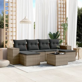 7-piece garden sofa set with gray PE rattan cushions by , Garden sets - Ref: Foro24-3222929, Price: 437,68 €, Discount: %