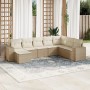 Garden sofa set with beige cushions, 8 pieces, PE rattan. by , Garden sets - Ref: Foro24-3222957, Price: 664,75 €, Discount: %