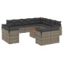 Set of garden sofas with 13 pieces of gray synthetic rattan cushions by , Garden sets - Ref: Foro24-3223953, Price: 889,12 €,...